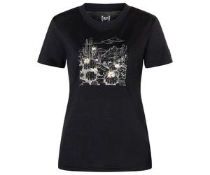 super.natural - Women's Cactus World Bio Jersey Tee - Merinoshirt, Gr. XL, schwarz/ various (JetBlack/Various)
