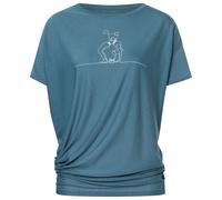 super.natural - Women's Cat Yoga Loose Tee - Merinoshirt, Gr. S, blau (StormyWeather/Tapioca)