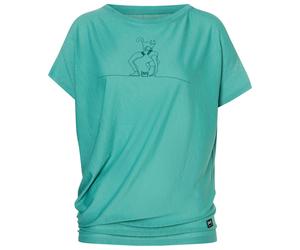 super.natural - Women's Cat Yoga Loose Tee - Merinoshirt, Gr. XL, türkis (LagoonGreen/Pacific)