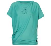 super.natural - Women's Cat Yoga Loose Tee - Merinoshirt, Gr. XS, türkis (LagoonGreen/Pacific)