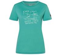 super.natural - Women's Cote D'Azur Tee - Merinoshirt, Gr. S, grün/weiß (LagoonGreen/WhiteStone)