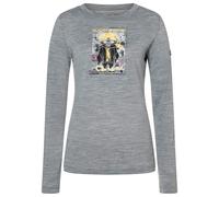super.natural - Women's Crazy Mouse L/S - Merinoshirt, Gr. S, grau/ various (CashmereGreyMelange/Various)