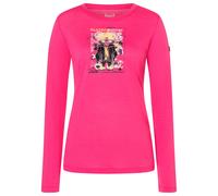super.natural - Women's Crazy Mouse L/S - Merinoshirt, Gr. S, rosa/ various (PinkyRose/Various)