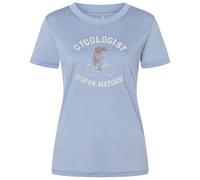 super.natural - Women's Cycologist Bio Jersey Tee - Merinoshirt, Gr. M, blau/ mountain trail (ForgetMeNotBlue/Tapioca/MountainTrail)