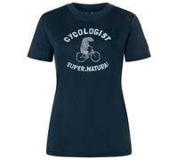 super.natural - Women's Cycologist Bio Jersey Tee - Merinoshirt, Gr. XS, blau/ mountain trail (Blueberry/Tapioca/MountainTrail)
