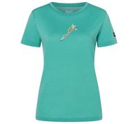 super.natural - Women's Duck Dive Tee - Merinoshirt, Gr. L, grün/ various (LagoonGreen/Various)