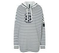 super.natural - Women's Feel Good Stripe Hibiskus Bio Hoodie - Hoodie, Gr. S, grau/weiß (Stripe/Salute)