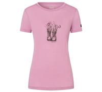 super.natural - Women's Flower Boots Tee - Merinoshirt, Gr. L 40 - L, rosa (MauveMist/Canteen)