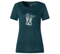 super.natural - Women's Flower Boots Tee - Merinoshirt, Gr. S, blau (Blueberry/FeatherGrey)