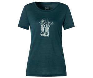 super.natural - Women's Flower Boots Tee - Merinoshirt, Gr. S, blau (Blueberry/FeatherGrey)