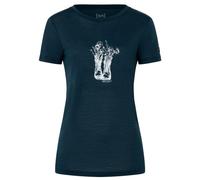 super.natural - Women's Flower Boots Tee - Merinoshirt, Gr. XL, blau (Blueberry/NaturalWhite)
