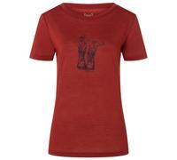 super.natural - Women's Flower Boots Tee - Merinoshirt, Gr. XL, rot (SunDriedTomato/Mysterioso)