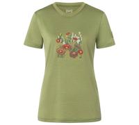 super.natural - Women's Flower Field Bio Jersey Tee - Merinoshirt, Gr. S, sage / various (Sage/Various)