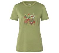 super.natural - Women's Flower Field Bio Jersey Tee - Merinoshirt, Gr. XS, sage / various (Sage/Various)