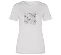 super.natural - Women's Flower Field Bio Jersey Tee - Merinoshirt, Gr. XS, weiß/grau (WhiteStoneMelange/CashmereGreyMelange)
