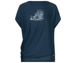 super.natural - Women's Flower Sneakers Loose Tee - Merinoshirt, Gr. XL, blau (Blueberry/FeatherGrey)