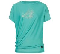 super.natural - Women's Flower Sneakers Loose Tee - Merinoshirt, Gr. XS, türkis (LagoonGreen/FeatherGrey)