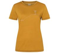 super.natural - Women's Gipfelglück Tee - Merinoshirt, Gr. XL, gelb (DriedTobacco/FeatherGrey)