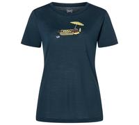 super.natural - Women's Hot Dog Tee - Merinoshirt, Gr. L, blau/ various (Blueberry/Various)