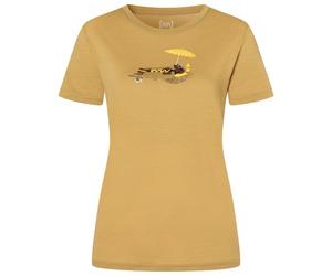 super.natural - Women's Hot Dog Tee - Merinoshirt, Gr. L, sahara / various (Sahara/Various)