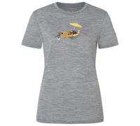 super.natural - Women's Hot Dog Tee - Merinoshirt, Gr. M, grau/ various (CashmereGreyMelange/Various)