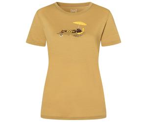 super.natural - Women's Hot Dog Tee - Merinoshirt, Gr. M, sahara / various (Sahara/Various)