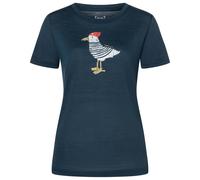 super.natural - Women's Johnny Tee - Merinoshirt, Gr. M, blau/ various (Blueberry/Various)