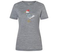 super.natural - Women's Johnny Tee - Merinoshirt, Gr. XL, grau/ various (CashmereGreyMelange/Various)
