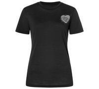 super.natural - Women's Little Heartwood Tee - Merinoshirt, Gr. M, schwarz (JetBlack/FeatherGrey)