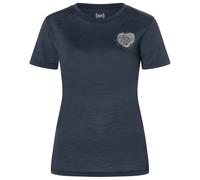 super.natural - Women's Little Heartwood Tee - Merinoshirt, Gr. S, blau (Blueberry/FeatherGrey)