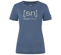 super.natural - Women's Logo Lines Tee - Merinoshirt, Gr. XS, blau/grau (NightShadowBlue/FeatherGrey)