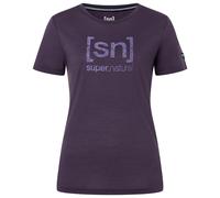 super.natural - Women's Logo Lines Tee - Merinoshirt, Gr. XS, mysterioso /lila (Mysterioso/PurpleHaze)