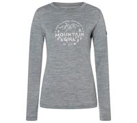super.natural - Women's Mountain Girl L/S - Merinoshirt, Gr. XL, grau/weiß (CashmereGreyMelange/WhiteStone)