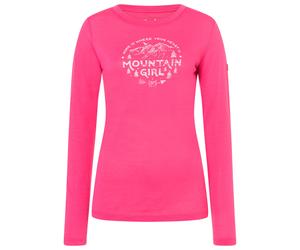 super.natural - Women's Mountain Girl L/S - Merinoshirt, Gr. XL, rosa/weiß (PinkyRose/WhiteStone)