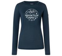 super.natural - Women's Mountain Girl L/S - Merinoshirt, Gr. XS, blau/weiß (Blueberry/WhiteStone)