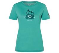 super.natural - Women's Mrs Crab Tee - Merinoshirt, Gr. L, grün/ various (LagoonGreen/Various)