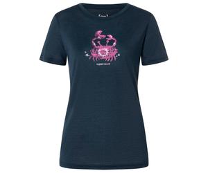 super.natural - Women's Mrs Crab Tee - Merinoshirt, Gr. S, blau/rosa (Blueberry/PinkyRose/PinkDogwood)