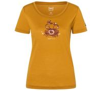 super.natural - Women's Mrs Crab Tee - Merinoshirt, Gr. S, dried tobacco / various (DriedTobacco/Various)