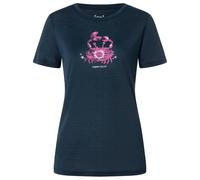 super.natural - Women's Mrs Crab Tee - Merinoshirt, Gr. XS, blau/rosa (Blueberry/PinkyRose/PinkDogwood)