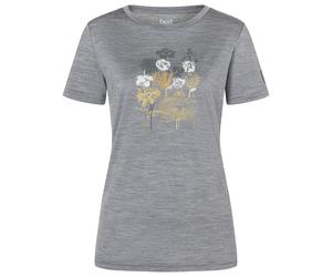 super.natural - Women's Orchid Bio Jersey Tee - Merinoshirt, Gr. L, grau/ various (CashmereGreyMelange/Sahara/Various)
