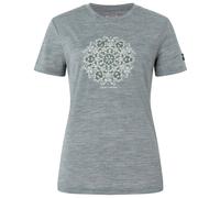 super.natural - Women's Ornament Tee - Merinoshirt, Gr. S, grau (CashmereGreyMelange/LeafMelange/WhiteStone)