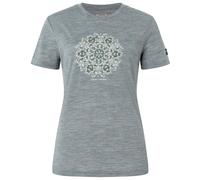 super.natural - Women's Ornament Tee - Merinoshirt, Gr. XS, grau (CashmereGreyMelange/LeafMelange/WhiteStone)