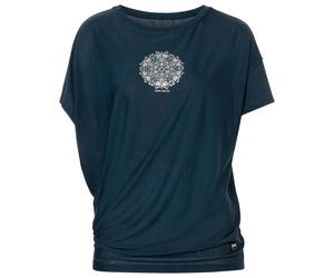 super.natural - Women's Ornamental Loose Tee - Merinoshirt, Gr. XS, blau (Blueberry/TapiocaGL/StormyWeather)