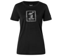 super.natural - Women's Palm Island Bio Jersey Tee - Merinoshirt, Gr. L, schwarz/grau (JetBlack/WhiteStone/CashmereGreyMelange)