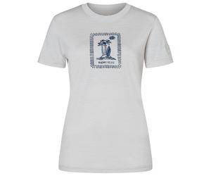 super.natural - Women's Palm Island Bio Jersey Tee - Merinoshirt, Gr. L, weiß/blau (WhiteStoneMelange/Blueberry)