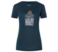 super.natural - Women's Preikestolen Cliffs Tee - Merinoshirt, Gr. L, blau (Blueberry/FeatherGrey/Copper)
