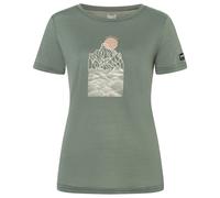 super.natural - Women's Preikestolen Cliffs Tee - Merinoshirt, Gr. XS, grün (Eucalyptus/Tapioca/TapiocaGl)