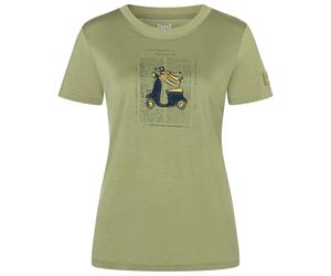 super.natural - Women's Racing Dachshund Bio Jersey Tee - Merinoshirt, Gr. M, sage / various (Sage/Various)