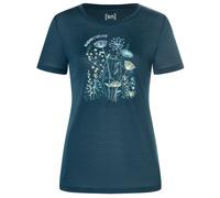 super.natural - Women's Rock Flowers Tee - Merinoshirt, Gr. M, blau (Blueberry/Various)