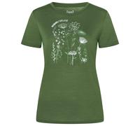 super.natural - Women's Rock Flowers Tee - Merinoshirt, Gr. XL, oliv (Chive/Various)